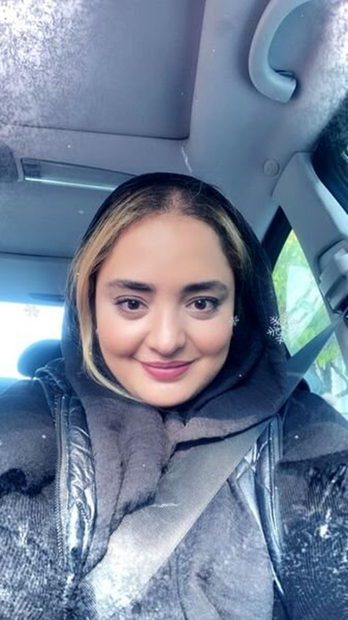 تصویر خوشحال نرگس محمدی در ماشین لاکچری اش